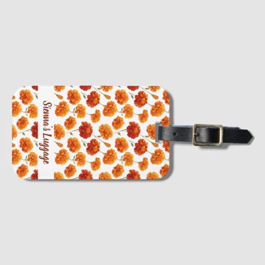 Elegant Marigold Pattern Gepäckanhänger (Vorderseite (Horizontal))