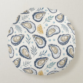 Elegant Marine Oysters Rundes Kissen