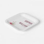 Elegant Marine-Rotes Floral Pappteller (Gewinkelt)