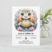 Elegant Marine Turtle Girl Birthday Einladung (Stehend Vorderseite)