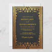 Elegant marineblau Gold Papel Picado Unkraut Einladung (Vorderseite)