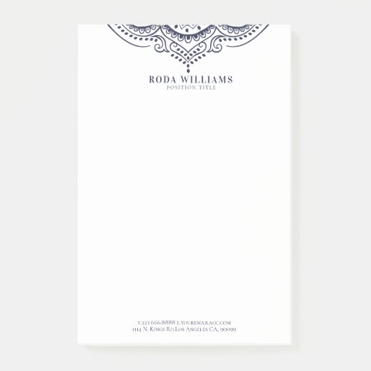 Elegant marineblau, gürtelmädchenhaft post-it klebezettel (Vorderseite)