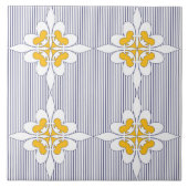Elegant, marineblau, Streifen, Senfgelb, weiß Fliese (Vorderseite)
