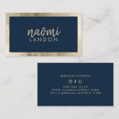 Elegant marineblau und goldfarben schicke moderne  visitenkarte (Vorne/Hinten)