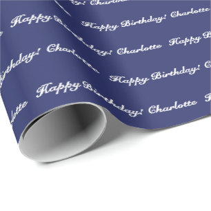 Elegant marineblau, weißer, benutzerdefinierter S Geschenkpapier