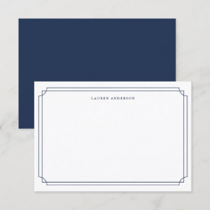 Elegant marineblaue und weiße Umrandung Formal Dankeskarte