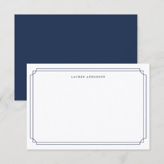 Elegant marineblaue und weiße Umrandung Formal Dankeskarte