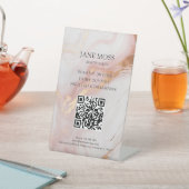 Elegant, Marmor-Rose-Gold, Salon, QR-Code Sockelschild (In SItu)