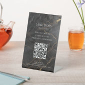 Elegant, Marmorschwarz-Gold, Salon, QR-Code Sockelschild (In SItu)