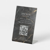 Elegant, Marmorschwarz-Gold, Salon, QR-Code Sockelschild (Vorderseite)