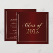 Elegant Maroon and Gold Class of 2012 Einladung (Vorne/Hinten)