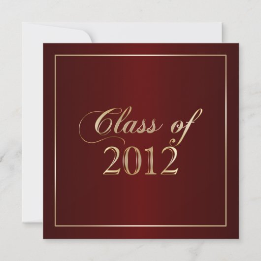 Elegant Maroon and Gold Class of 2012 Einladung (Vorderseite)