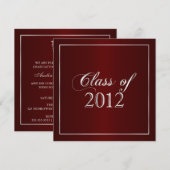 Elegant Maroon and Silver Class of 2012 Einladung (Vorne/Hinten)