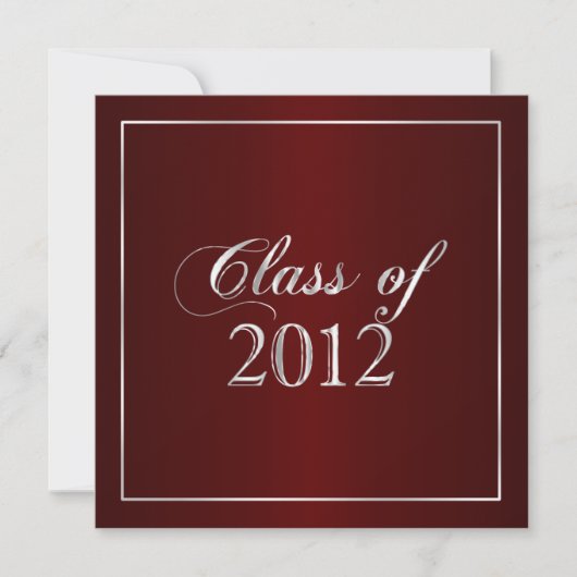 Elegant Maroon and Silver Class of 2012 Einladung (Vorderseite)