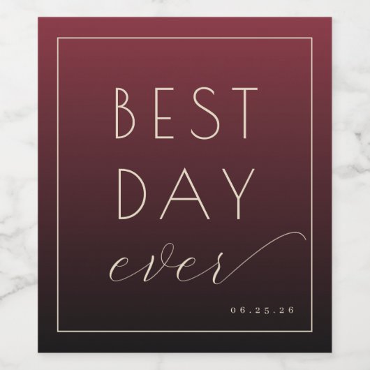 Elegant Maroon Calligraphy Celebration Weinetikett (Einzelnes Label)