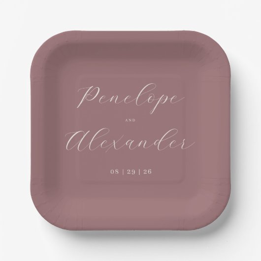 Elegant Maroon Calligraphy Pappteller (Vorderseite)