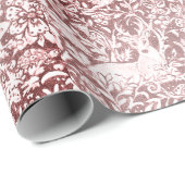Elegant Maroon Christmas Woodland Animals Rentier Geschenkpapier (Rolleneckpunkt)