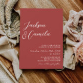 Elegant Maroon Foto Wedding Einladung