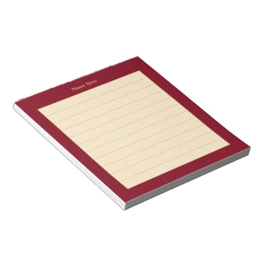 Elegant Maroon Frame Lined Notizblock (angewinkelt)