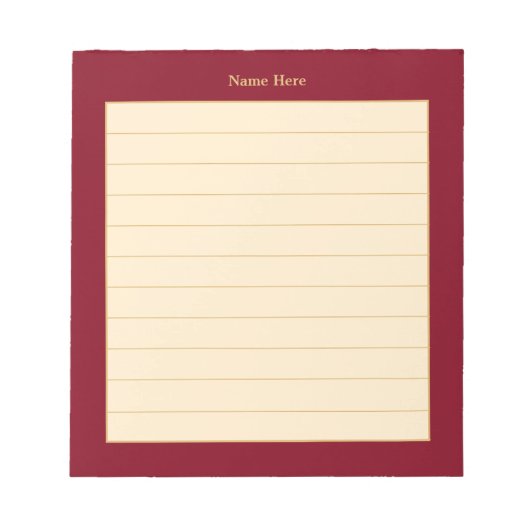 Elegant Maroon Frame Lined Notizblock (Vorderseite)