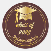 Elegant Maroon | Gold 2023 Graduate Cap Abschluss Runder Aufkleber (Vorderseite)