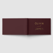Elegant Maroon Gold Confetti Gästebuch (Voll)