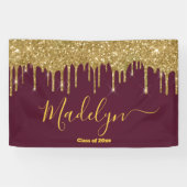 Elegant Maroon Gold Graduation Party Class of 2024 Banner (Horizontal)