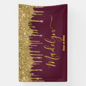 Elegant Maroon Gold Graduation Party Class of 2024 Banner (Vertikal)