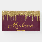 Elegant Maroon Gold Graduation Party Class of 2024 Banner (Horizontal)