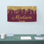 Elegant Maroon Gold Graduation Party Class of 2024 Banner (Messe)