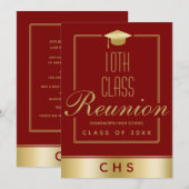 Elegant Maroon Gold Script 10th Class Wiedersehen Einladung (Vorne/Hinten)