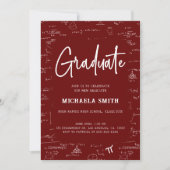 Elegant Maroon Graduate Math Photo Graduation Einladung (Vorderseite)