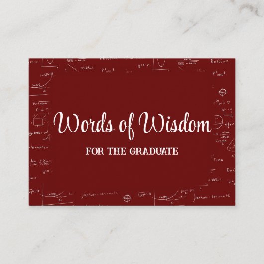 Elegant Maroon Graduate Words of Wisdom Advice Begleitkarte (Vorderseite)