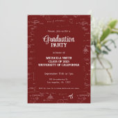 Elegant Maroon Hand-Lettering Math Graduation Einladung (Stehend Vorderseite)