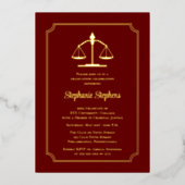 Elegant Maroon Law Attorney Graduation Party Folieneinladung (Vorderseite)