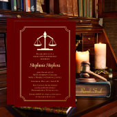 Elegant Maroon Law Attorney Graduation Party Folieneinladung