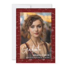 Elegant Maroon Math Script Photo Graduation 