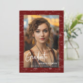 Elegant Maroon Math Script Photo Graduation  Ankündigung (Stehend Vorderseite)