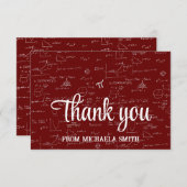 Elegant Maroon Mathematics Formulas Graduation Dankeskarte (Vorne/Hinten)