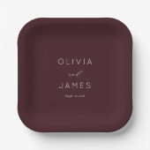 Elegant Maroon Minimalist Calligraphy Pappteller (Vorderseite)