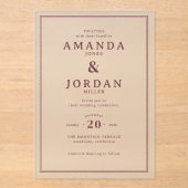 Elegant Maroon Minimalist Wedding Invitation Acryleinladungen (Vorderseite)
