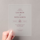 Elegant Maroon Minimalist Wedding Invitation Acryleinladungen (Insitu (Handheld))