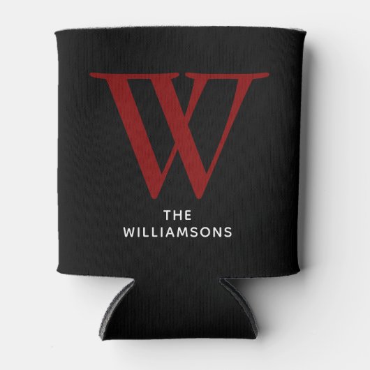 Elegant Maroon Monogram Name Dosenkühler (Vorderseite)