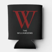 Elegant Maroon Monogram Name Dosenkühler (Rückseite)