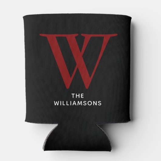 Elegant Maroon Monogram Name Dosenkühler (Rückseite)