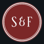Elegant Maroon Monogram Umschlag Aufkleber<br><div class="desc">Rote Hochzeitsstipendiaten.</div>