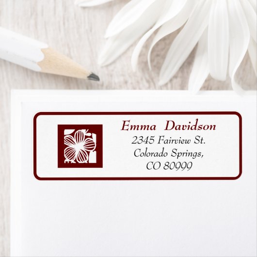 Elegant Maroon Open-Work-Rücksendeadressen-Aufkleb (Insitu)