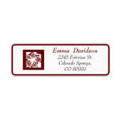Elegant Maroon Open-Work-Rücksendeadressen-Aufkleb (Vorne)