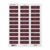 Elegant Maroon Red Wedding Rücksendeadresse (Vorne)