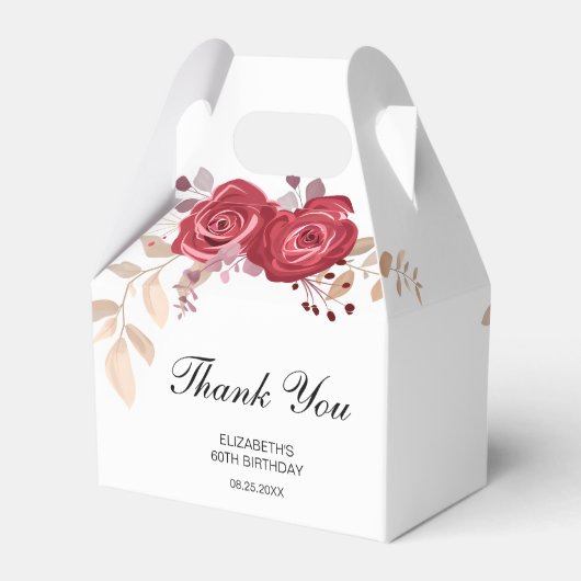 Elegant Maroon Rose Blumengrün Geburtstag Geschenkschachtel (Rückseite)